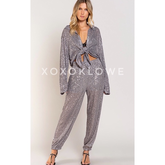 POL Sequin Pants Pull On Harem Style Relaxed Fit - Picture 8 of 16